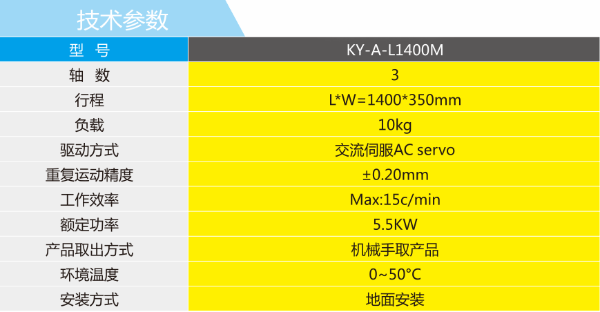 掉挂式三轴机械手技术参数表