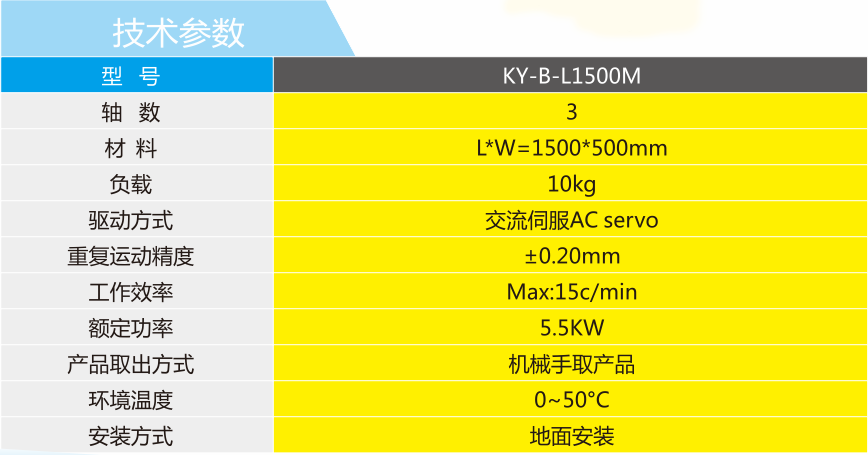 长条材料自动冲压机械手技术参数表